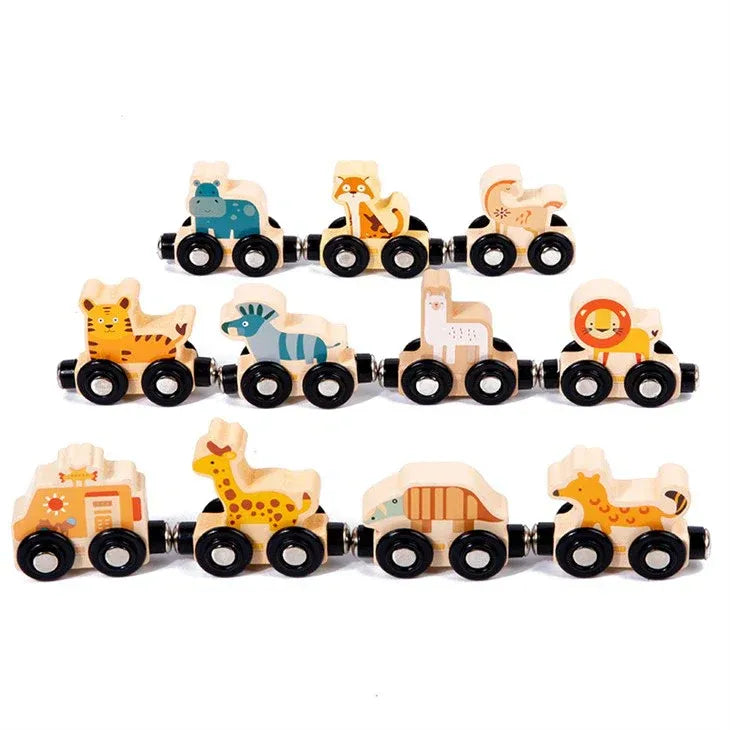 Train Magnétique en Bois - Thème Animaux