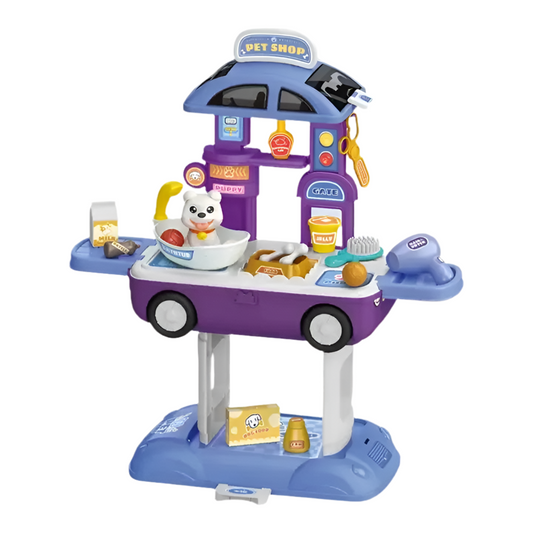 Maison de jeu et ensemble voiture/animaux éducatif 2 en 1