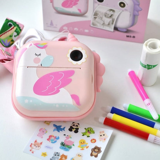 Appareil Photo pour Enfants avec Impression Instantanée (Stickers + Feutres)