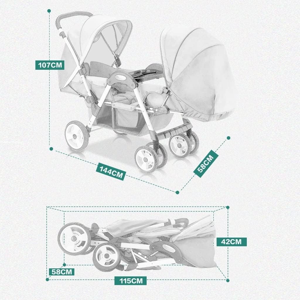 Poussette Double Tandem Shenma - Gris