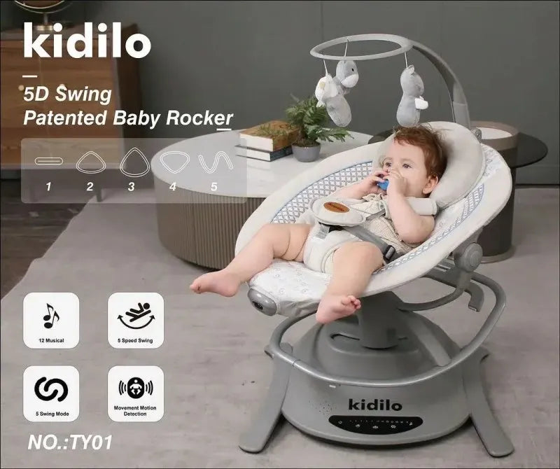 Balancelle Électrique Pivotante 360° avec Transat 2en1  – Kidilo