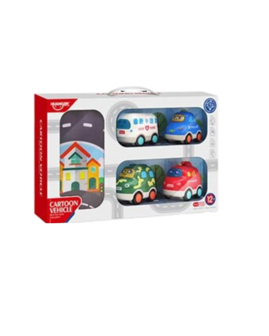 Set de 4 Petites Voitures Musicales avec Tapis - Huanger