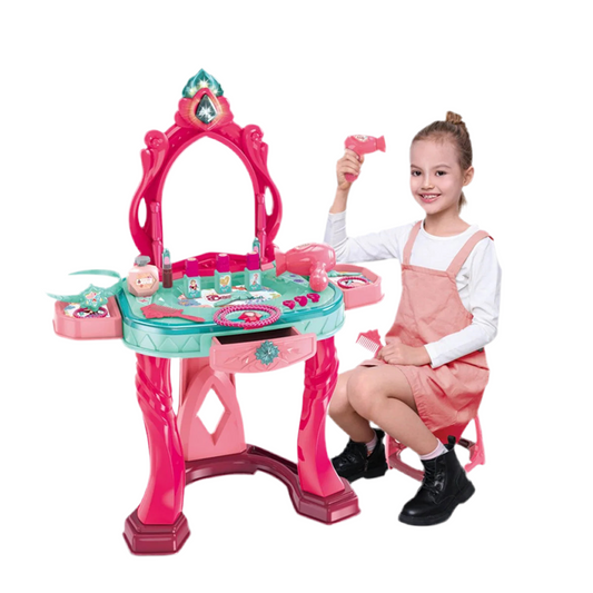 Coiffeuse Enfant Table de Maquillage avec Tabouret et Accessoires