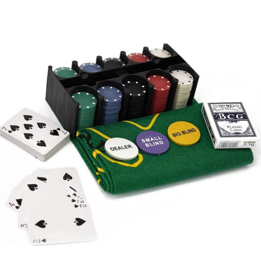 Ensemble de Poker de 200 Jetons avec Tapis et Boîte de Rangement - Tanness