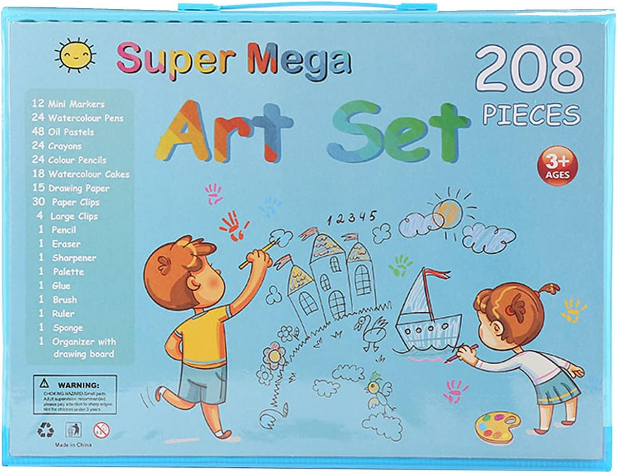 Kit d’Art de Dessin Bleu (208 Pièces)