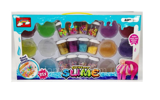 Coffret Slime Créatif – 12 Slimes + 12 Pots de Paillettes et Perles