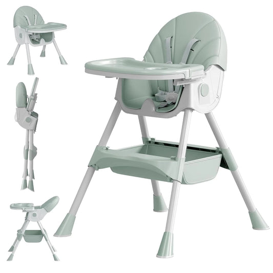 Chaise haute évolutive 5-en-1, pliable et facile à nettoyer
