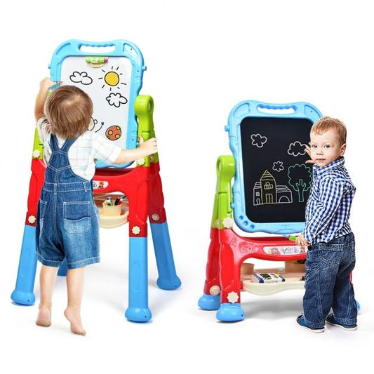 Chevalet Double Face pour Enfants – Tableau Blanc et Tableau Noir Rotatif