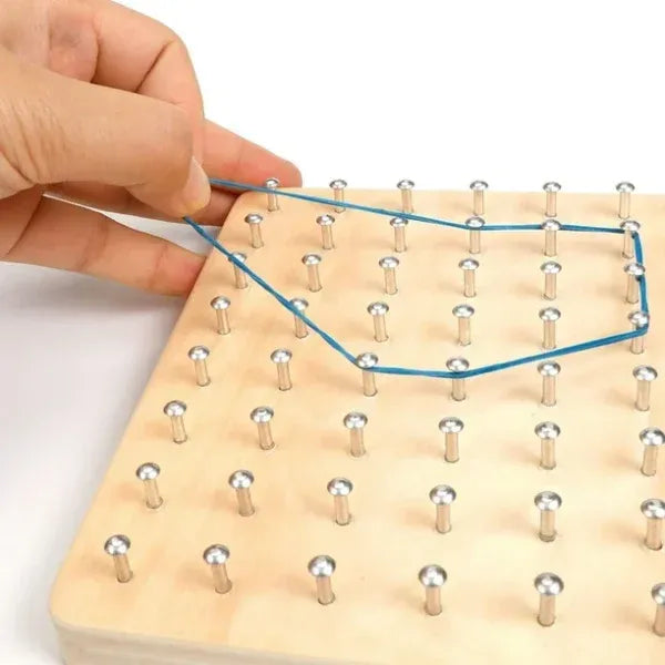Géoboard Montessori à Clous et Élastiques avec Cartes Modèles
