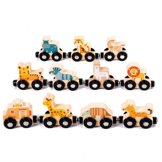 Train Magnétique en Bois - Thème Animaux