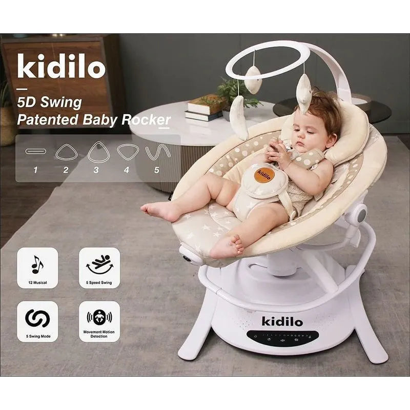 Balancelle Électrique Pivotante 360° avec Transat 2en1  – Kidilo